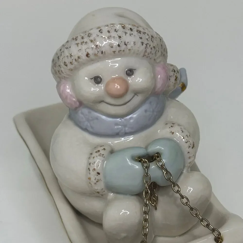 Lenox Snowman on Sled Votive